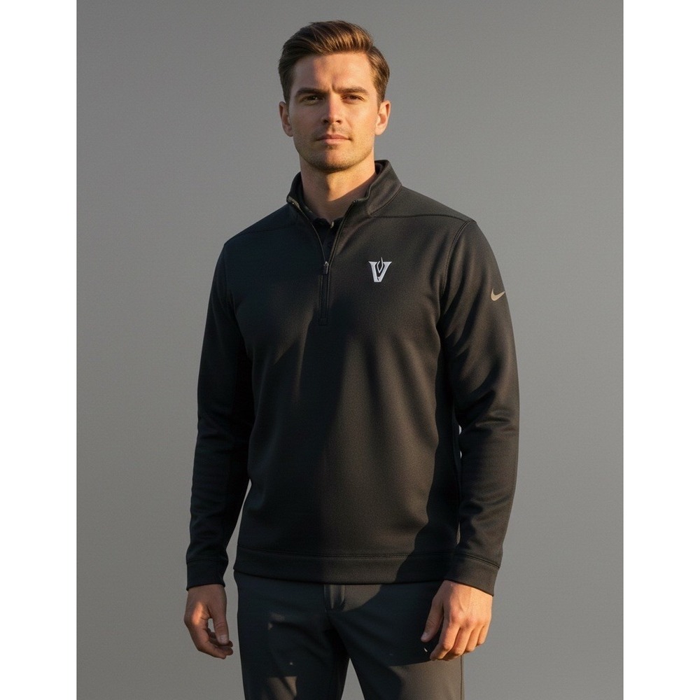 Nike Golf Vandergrift Mens 1/4 Zip Fleece Sweater Jacket Charcoal Gray Medium